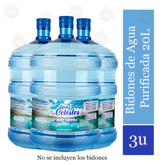 3 Bidones de Agua Purificada 20L (No incluye bidón)