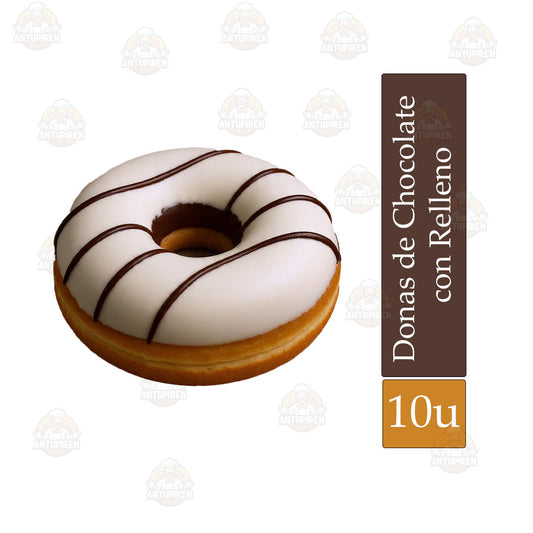 Donas con chocolate blanco - Relleno a Elección $750c/u - Caja 10 Unidades