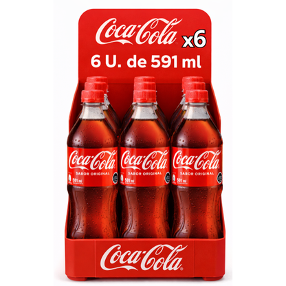 Display 6u CocaCola Botella 591 ml - $6.180 c/u