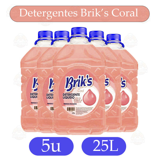Detergentes Brik’s Coral 5L - $2.950c/u - 5 unidades - Original