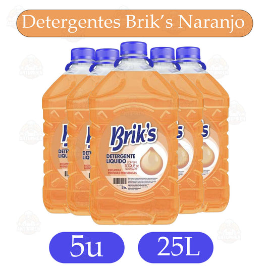 Detergentes Brik’s Naranjo 5L - $2.950c/u - 5 unidades - Original