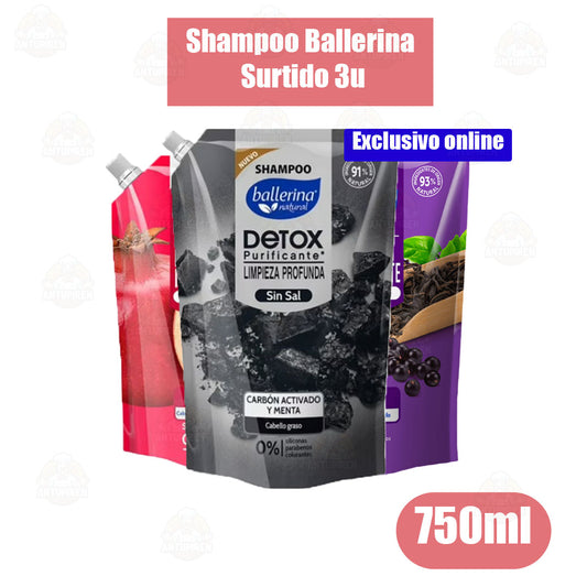 Shampoo Surtido Ballerina 3u de 750ml c/u $1490