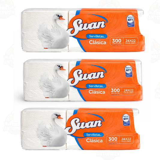 Servilletas Clasicas Swan - 3un - 900 servilletas - 24x22